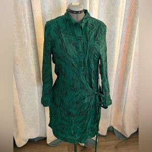 1. State Green and Black Long Sleeve Dress